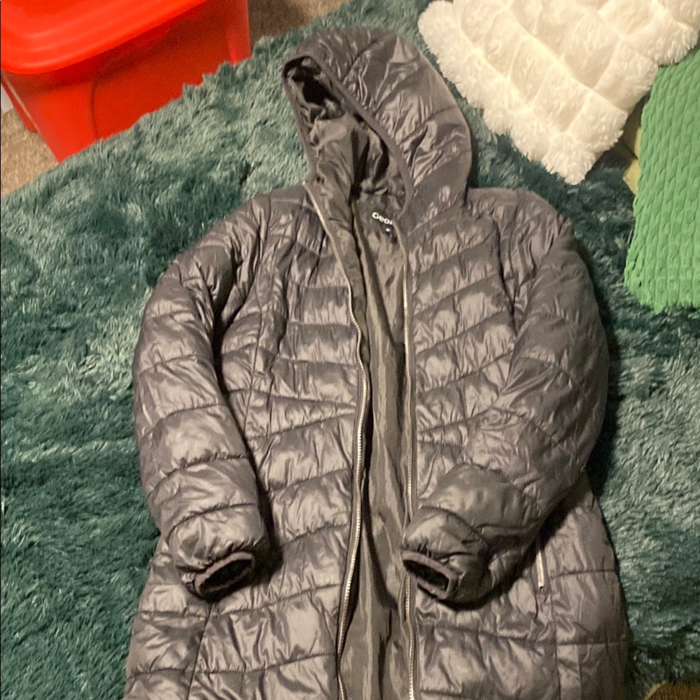 Gray Hooded Puffer Coat